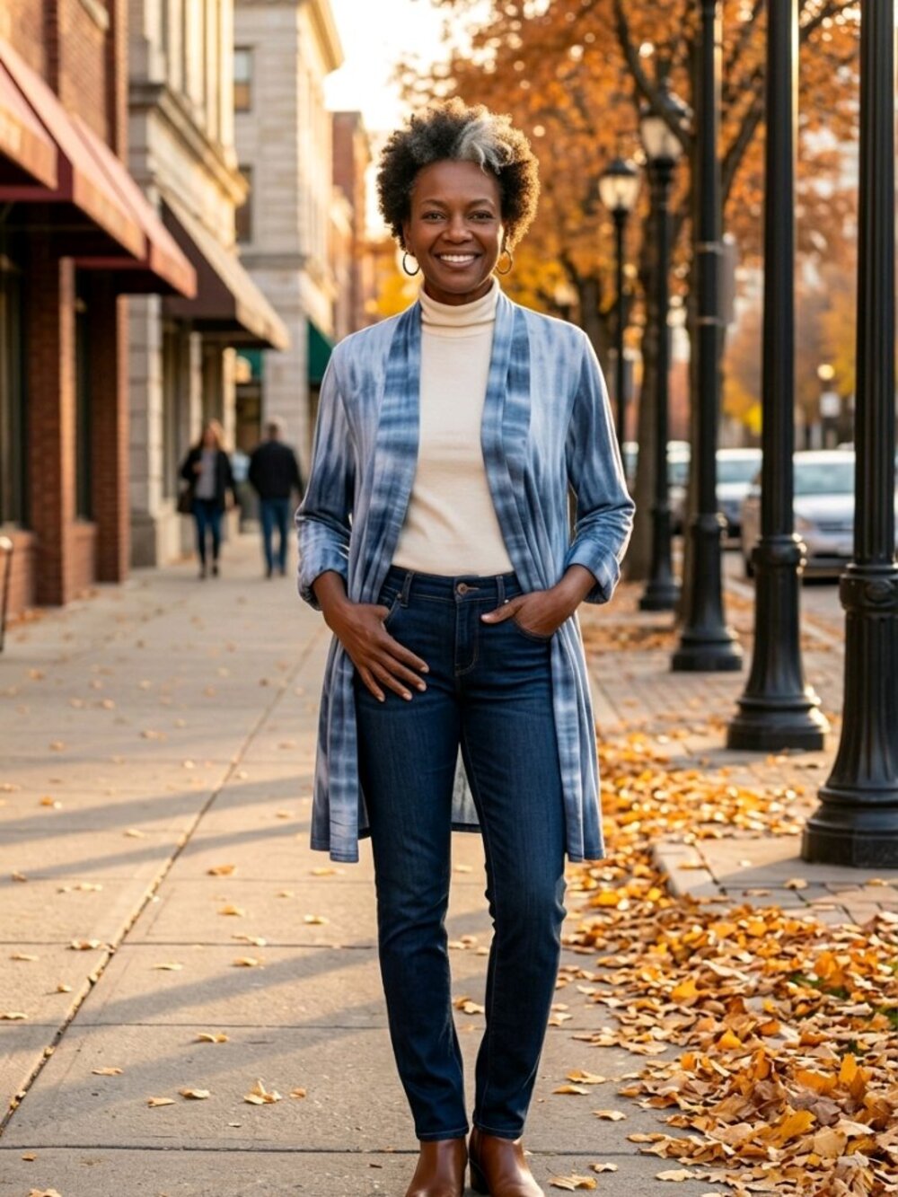 Free Society‎ Long Sleeve Tie-Dye Blue and White Cardigan Casual Stylish Top